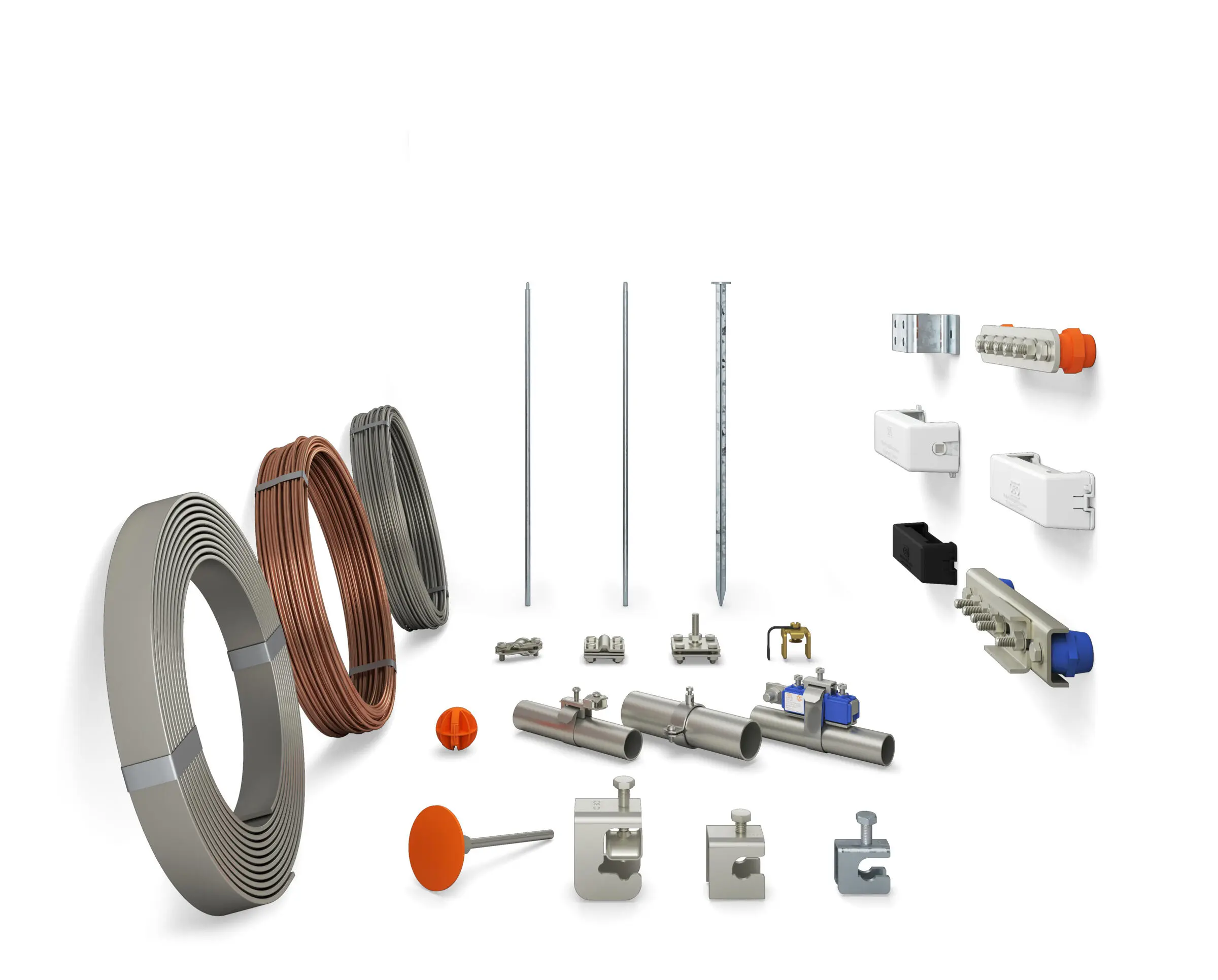 Earth clamps and equipotential bonding components