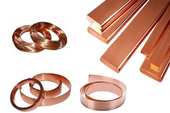 Copper earth rods, tape and earthing materials